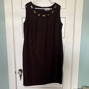 Dana Kay Chocolate Brown Mini Dress with Wood Accents Size 16W